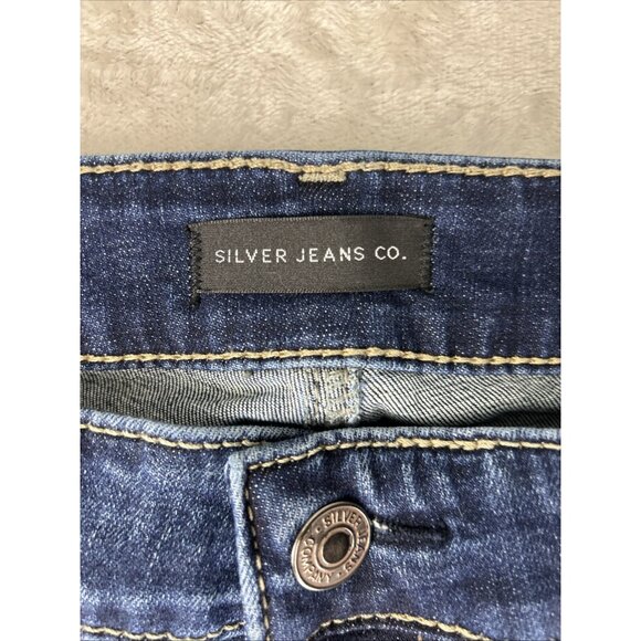 Silver Jeans Allan Mens 34x33 Blue Dark Wash Slim Straight Denim Comfort Stretch - Picture 3 of 11